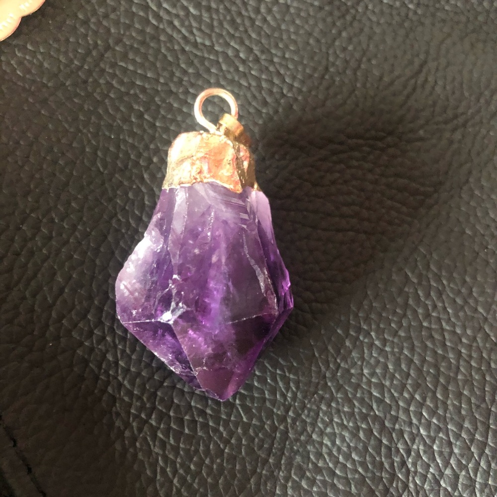 Natural Purple Amethyst Crystal Geode Pendant